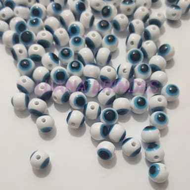 Olho Grego Branco com Furo 8mm Pacote 100 Unidades