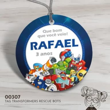 Tag Redonda Transformers Rescue Bots - 00307