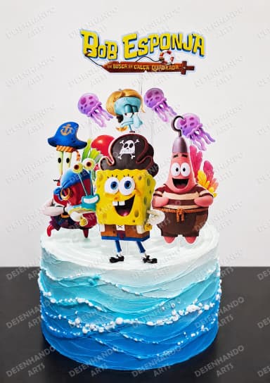 ARQUIVO DE CORTE TOPO DE BOLO BOB ESPONJA PIRATA