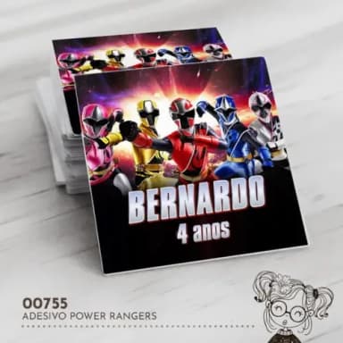 Adesivo Quadrado Power Rangers - 00755