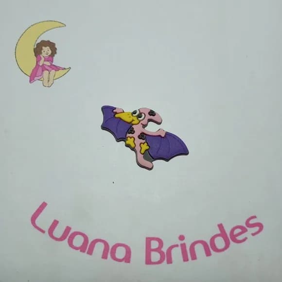 Aplique Dinossauro Lilás de Borracha 2,8cm Pct 6 Unidades