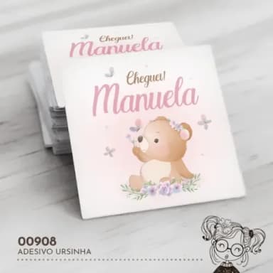 Adesivo Quadrado Ursinha - 00908