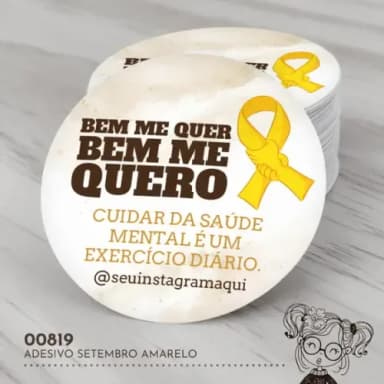 Adesivo Redondo Setembro Amarelo - 00819