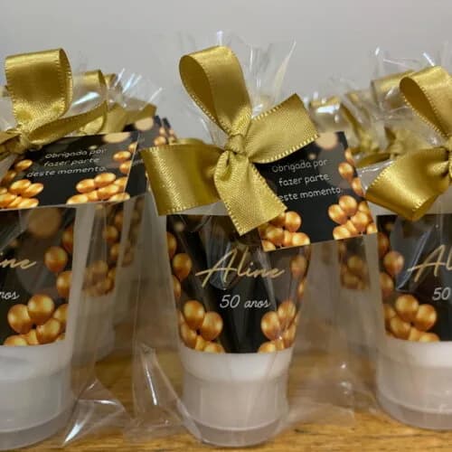 Lembrança Creme Hidratante Aniversário Balões Dourado Preto
