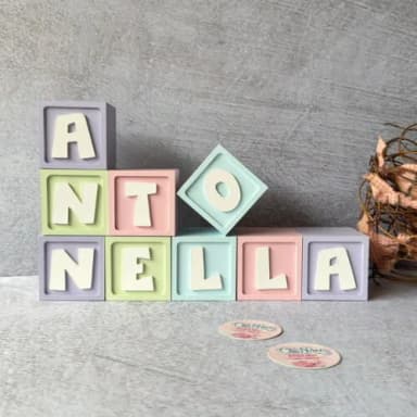 Cubos de MDF Personalizados Tons Pastel 6x6cm Decoração Bebê