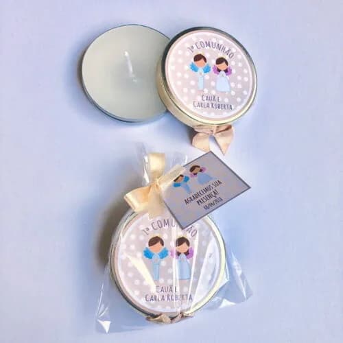 Lembrança p/ 1ª Comunhão Casal Gemeos Vela aromática
