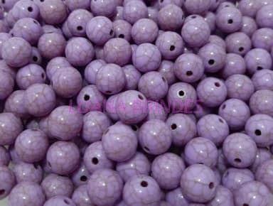 Bolinha Acrilica Lilás Riscadinha - 10mm - pct c/100 unid