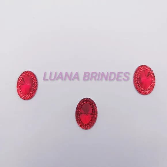 Chaton Vermelho Oval - 13mm x 18mm - pct c/50 unidades