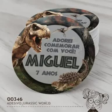 Adesivo Redondo Jurassic World - 00346