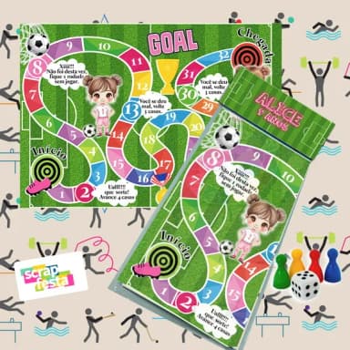 Jogo Tabuleiro Personalizado Festa Esporte Futebol Menina
