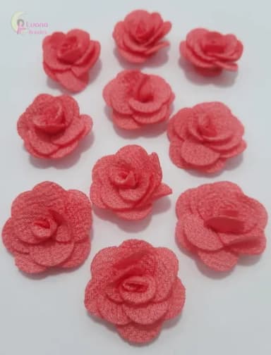 Flor Salmão de Tecido - 3cm - Pct C/6 Unidades