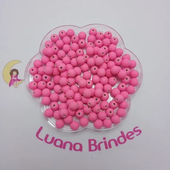 Bolinha Emborrachada Rosa Chiclete 8mm Pct 100 Unidades