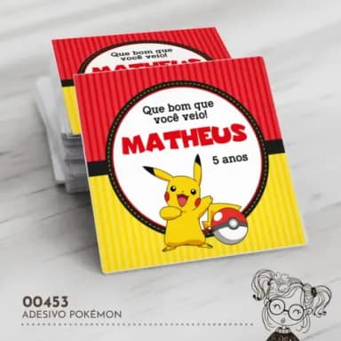 Adesivo Quadrado Pokémon - 00453