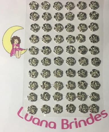 Cartela de Flor Prata Abs Pequena Adesivada 3 Cartelas