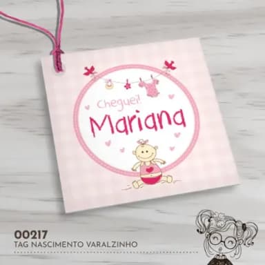 Tag Quadrada Varalzinho Rosa - 00217