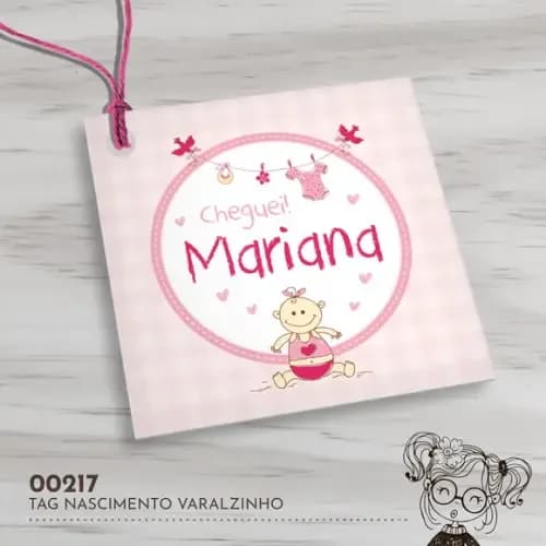 Tag Quadrada Varalzinho Rosa - 00217