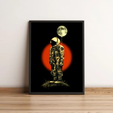 Quadro Astronauta com Balão de Lua 163