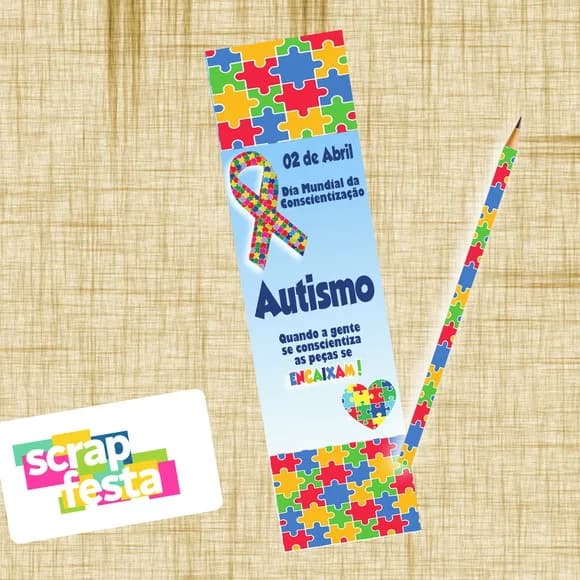 Marca Página e Lápis Personalizado Conscientização Autismo
