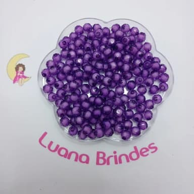 Bolinha Facetada com Miolo Roxa 8mm Pct 100 Unidades