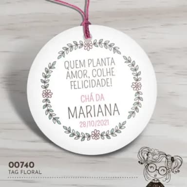 Tag Redonda Floral - 00740