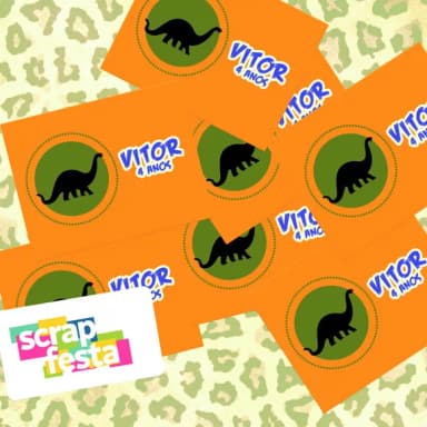 Adesivo Personalizado Retangular Festa Dinossauro