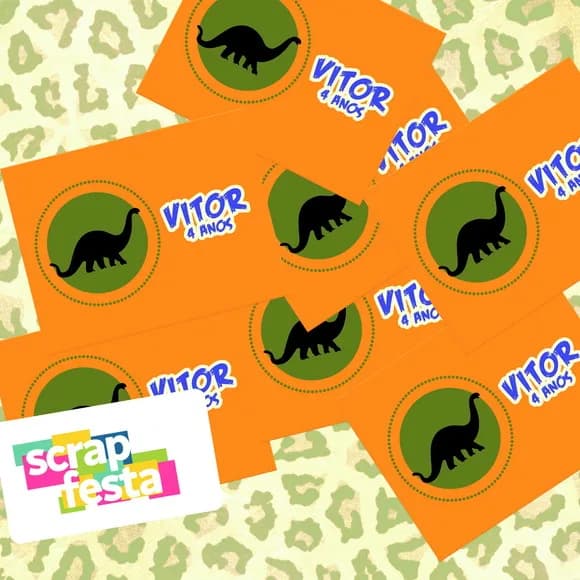 Adesivo Personalizado Retangular Festa Dinossauro