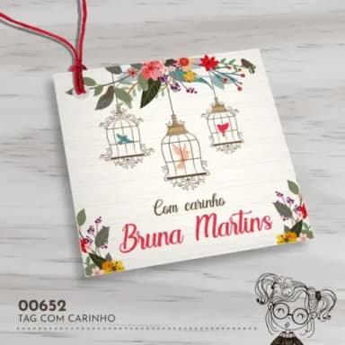 Tag Quadrada com Carinho - 00652