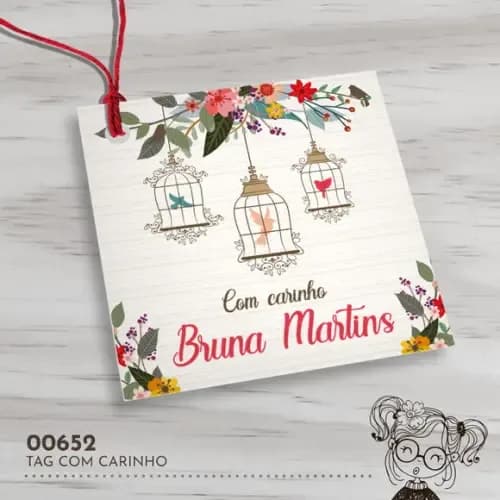 Tag Quadrada com Carinho - 00652