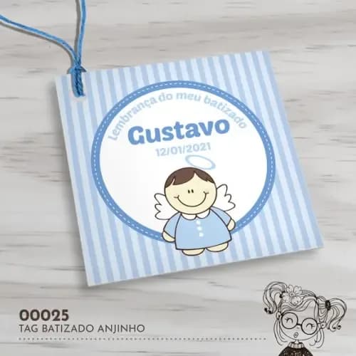 Tag Quadrada Batizado Anjinho - 00025