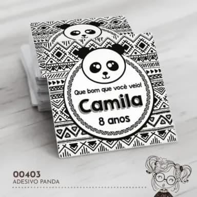 Adesivo Quadrado Panda - 00403