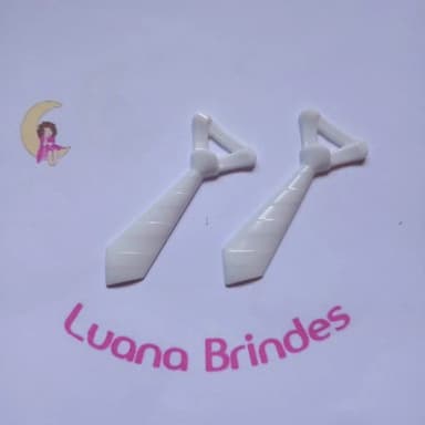 Pingente Gravatinha Branca 5cm Pct 35 Unidades