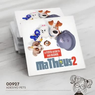Adesivo Quadrado Pets - 00927