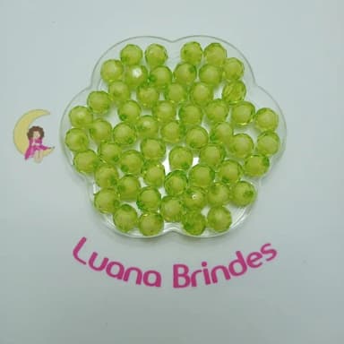Bolinha Facetada com Miolo Verde 12mm Pct 50 Unidades