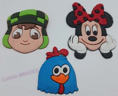 Aplique Personagens Animados de borracha - pct c/ 6 unid
