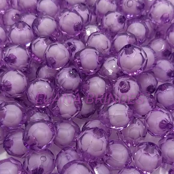 Bolinha Facetada com Miolo Lilás 12mm Pct 50 Unidades