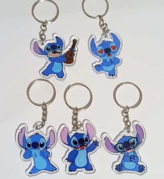 Chaveiro Stitch de Acrílico Adesivado 4cm - 1 Peça