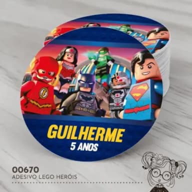 Adesivo Redondo Lego Heróis - 00670
