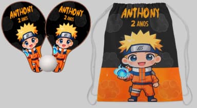 Kit Mochila e Raquete Ping Pong Personalizada do Naruto