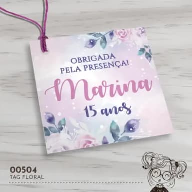 Tag Quadrada Floral - 00504