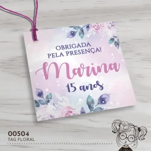 Tag Quadrada Floral - 00504