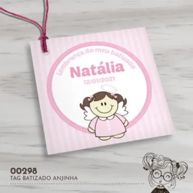 Tag Quadrada Batizado Anjinha - 00298