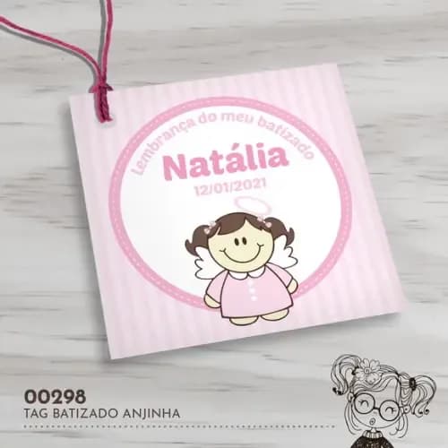 Tag Quadrada Batizado Anjinha - 00298