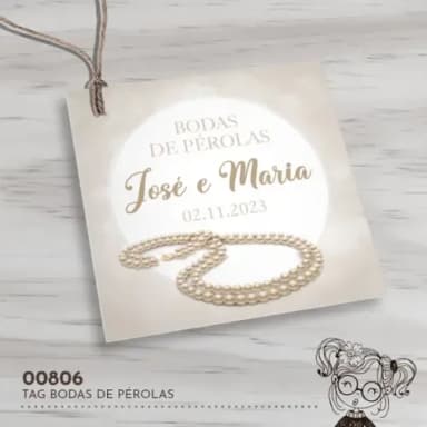 Tag Quadrada Bodas de Pérola - 00806
