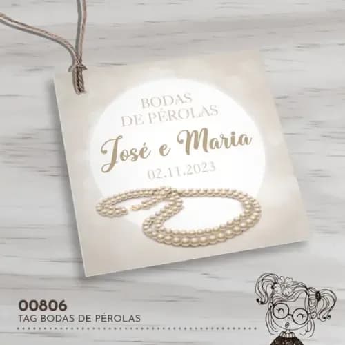 Tag Quadrada Bodas de Pérola - 00806