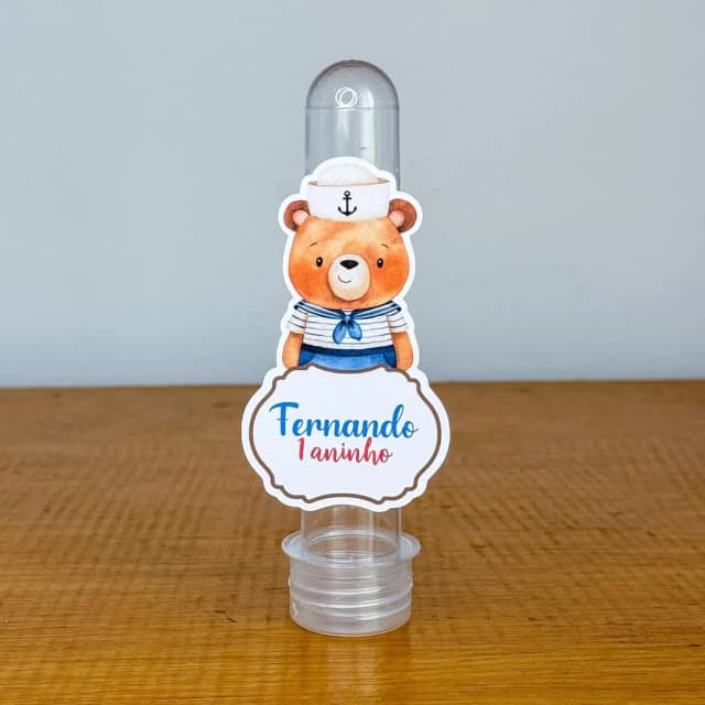 Apliques para Tubetes Personalizados URSINHO MARINHEIRO - Decoração de Festa | Lembrancinhas | Aniversário | Personalizados
