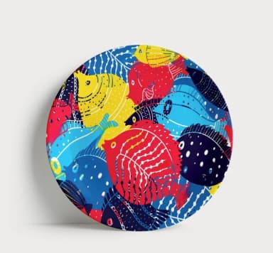 Prato Decorativo Peixes Coloridos Pop Art | Porcelana 21cm