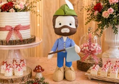 Boneco Lenhador Feltro Decoração Festa Chapeuzinho Vermelho 40 cm