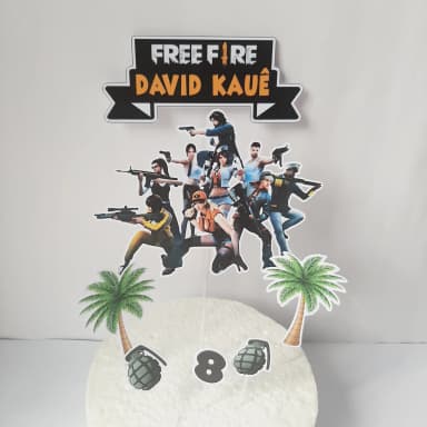 Topo de Bolo Personalizado FREE FlRE - Decoração de Festa - Papelaria