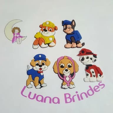 Aplique Cachorro Patrulha Borracha Pct 5 Unidades Variados