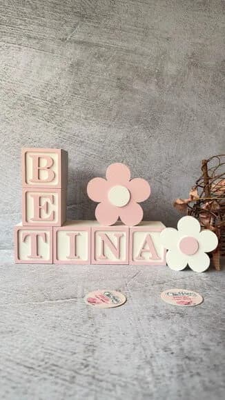 Flores + Cubos 6x6cm Candy Ts Decoração Bebê Pastéis